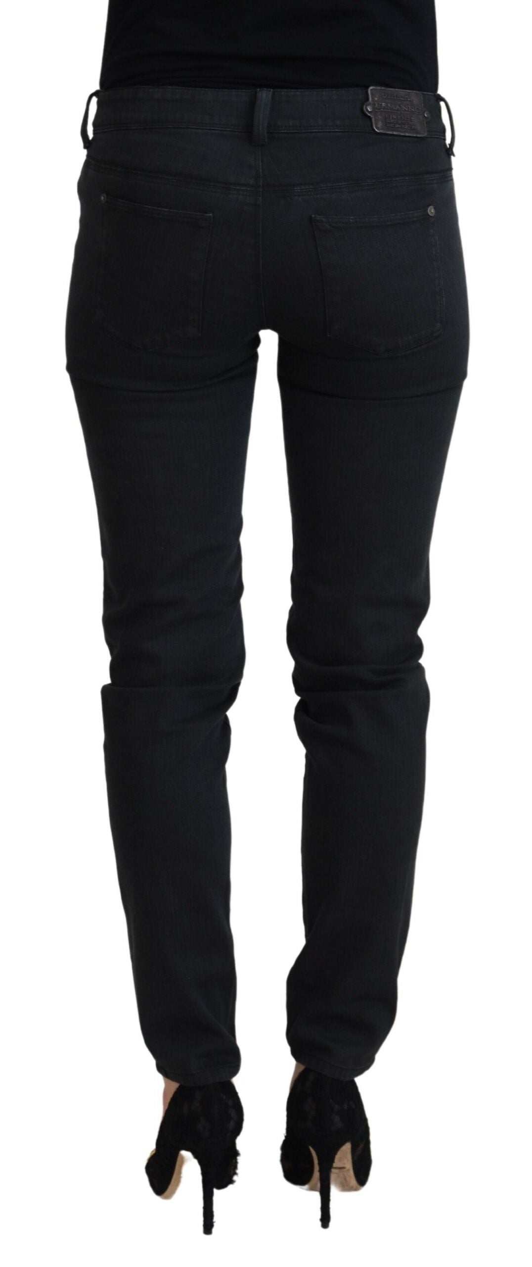 Ermanno Scervino Black Cotton Slim Fit Women Denim Jeans