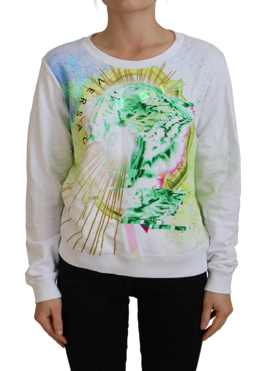 Versace Jeans White Multicolor Graphic Print Sweater