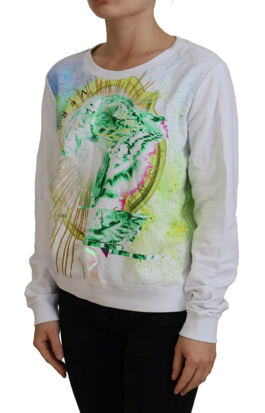 Versace Jeans White Multicolor Graphic Print Sweater