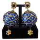 Dolce & Gabbana Gold Brass Blue Dangle Ball Crystal Clip On Earrings