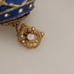 Dolce & Gabbana Gold Brass Blue Dangle Ball Crystal Clip On Earrings