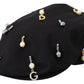 Dolce & Gabbana Black Cotton Embellished Newsboy Men Hat