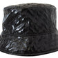 Dolce & Gabbana Black Quilted Faux Leather Women Bucket Cap Hat