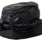 Dolce & Gabbana Black Quilted Faux Leather Women Bucket Cap Hat