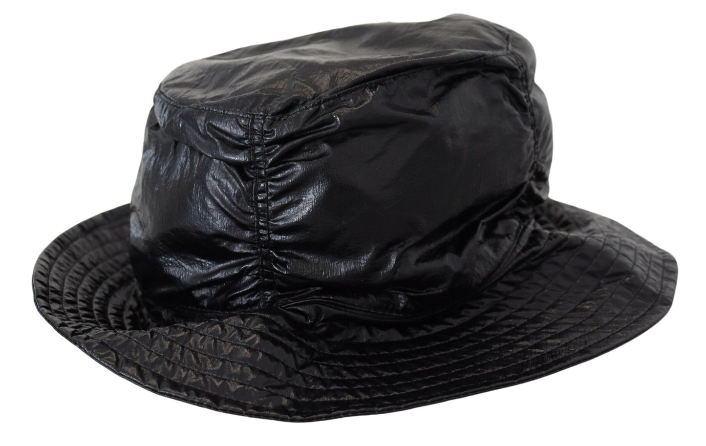 Dolce & Gabbana Black Quilted Faux Leather Women Bucket Cap Hat