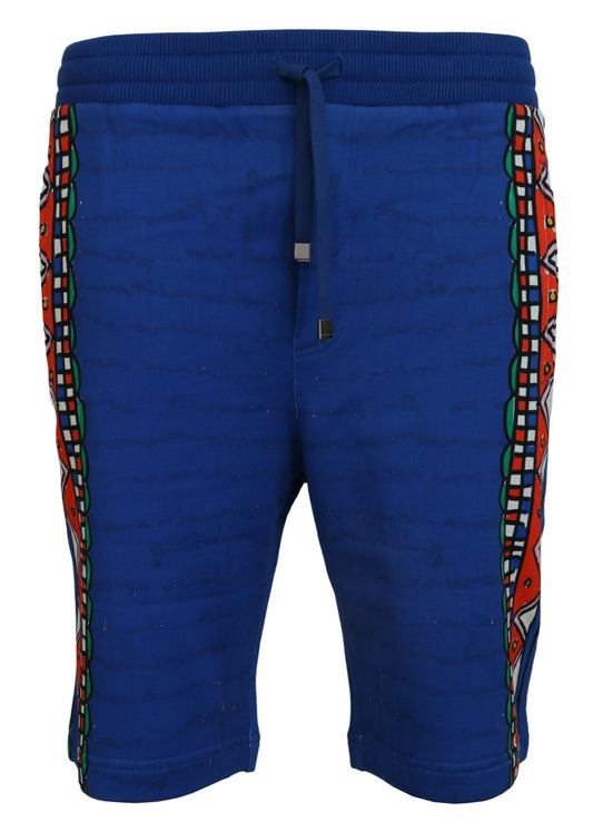 Dolce & Gabbana Blue Cotton Printed Bermuda Shorts