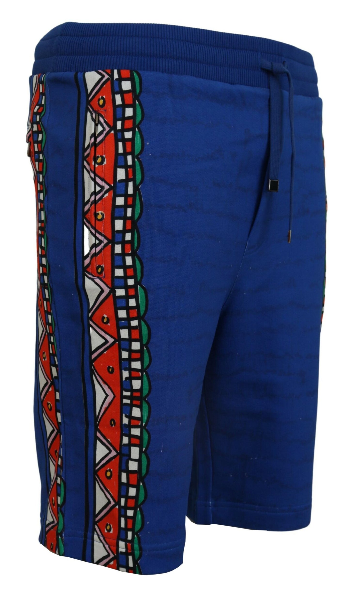 Dolce & Gabbana Blue Cotton Printed Bermuda Shorts