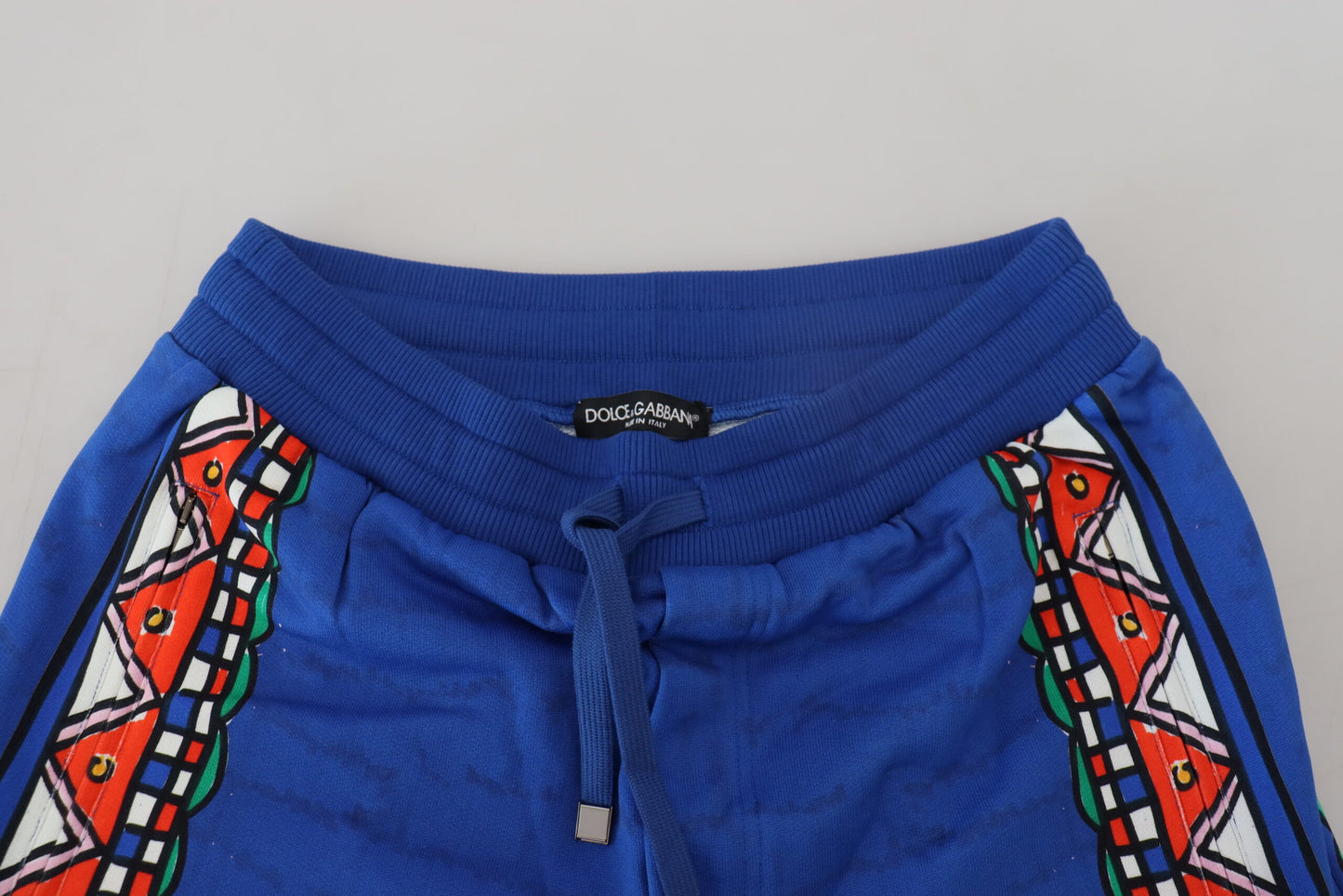 Dolce & Gabbana Blue Cotton Printed Bermuda Shorts