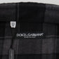 Dolce & Gabbana Black Gray Check Men Long Sleeves Shirt