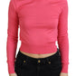 Dolce & Gabbana Pink Silk Cropped Crewneck Pullover Sweater