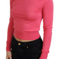 Dolce & Gabbana Pink Silk Cropped Crewneck Pullover Sweater