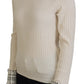 Dolce & Gabbana Ivory Turtleneck Distressed Cuff Pullover Sweater