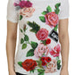 Dolce & Gabbana White Rose DGLogo Printed Short Sleeves Top