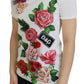 Dolce & Gabbana White Rose DGLogo Printed Short Sleeves Top