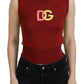 Dolce & Gabbana Red Green DG Logo Sleeveless Pullover Top