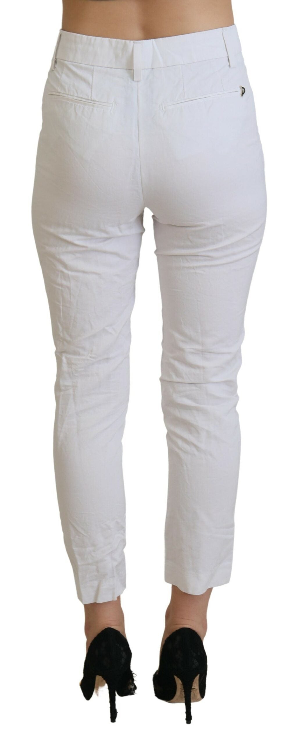 Dondup White High Waist Tapered Women Pants