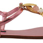 Dolce & Gabbana Pink Embellished Slides Flats Sandals Shoes