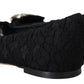 Dolce & Gabbana Black Taormina Lace Crystals Flats Shoes