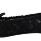 Dolce & Gabbana Black Taormina Lace Crystals Flats Shoes