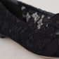 Dolce & Gabbana Black Taormina Lace Crystals Flats Shoes