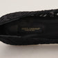 Dolce & Gabbana Black Taormina Lace Crystals Flats Shoes