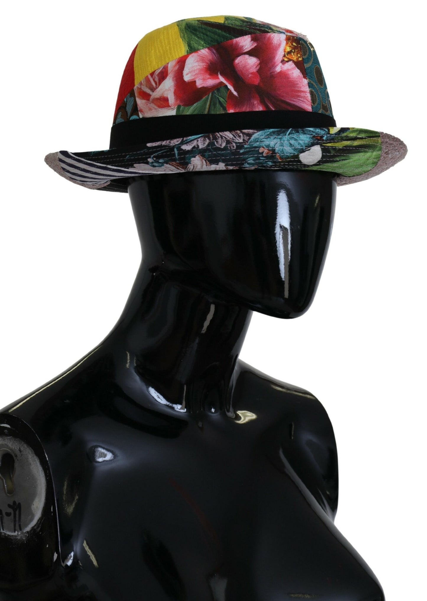 Dolce & Gabbana Multicolor Patchwork Women Fedora Wide Brim Hat