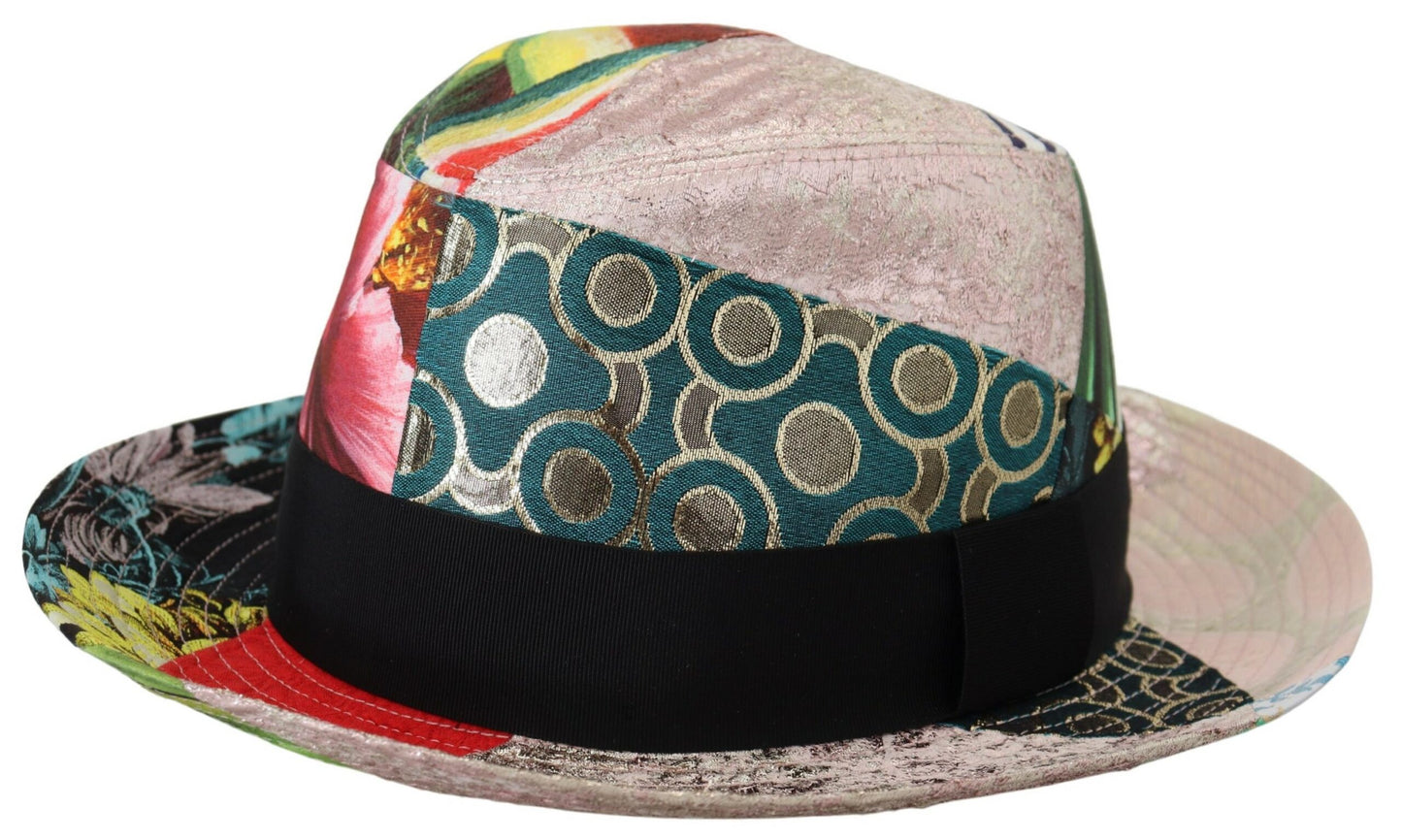 Dolce & Gabbana Multicolor Patchwork Women Fedora Wide Brim Hat