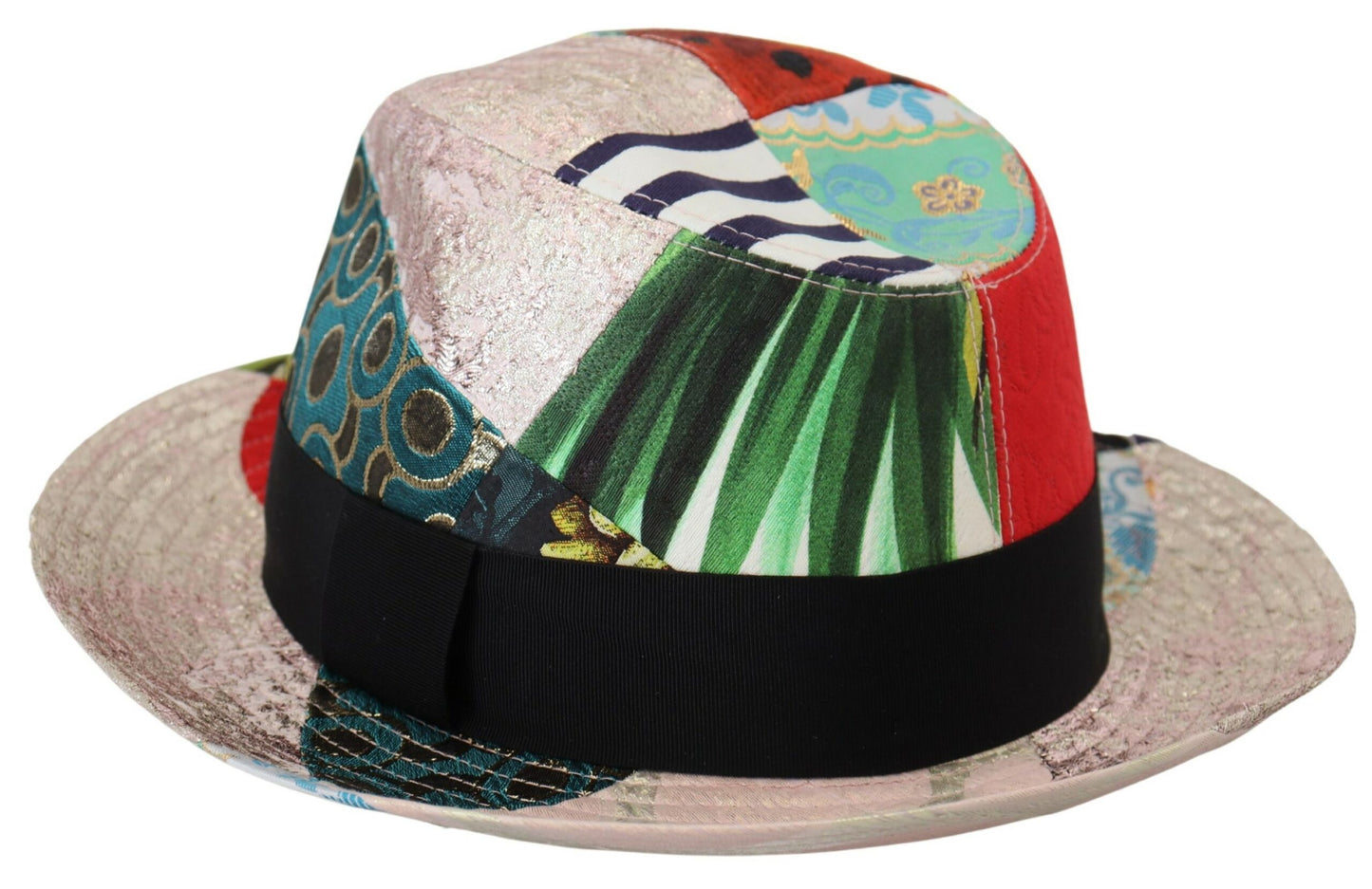 Dolce & Gabbana Multicolor Patchwork Women Fedora Wide Brim Hat