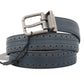 Dolce & Gabbana Blue Perforated Leather Gray Buckle Belt