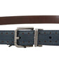 Dolce & Gabbana Blue Perforated Leather Gray Buckle Belt