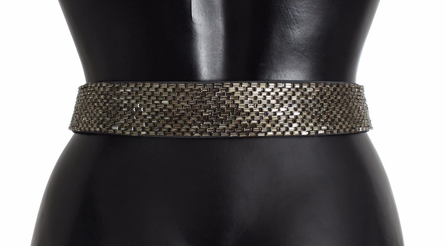 Dolce & Gabbana Multicolor Wide Crystal Buckle Sequined Belt