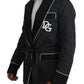 Dolce & Gabbana Black Robe Striped DG Patch Jacket Men Blazer