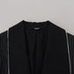 Dolce & Gabbana Black Robe Striped DG Patch Jacket Men Blazer