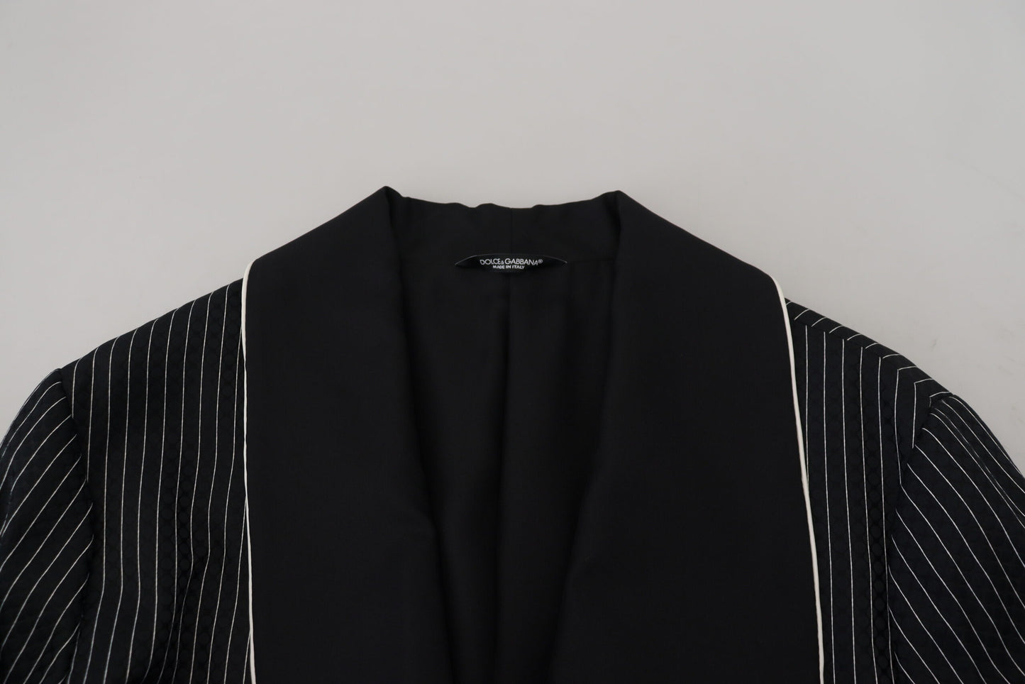 Dolce & Gabbana Black Robe Striped DG Patch Jacket Men Blazer