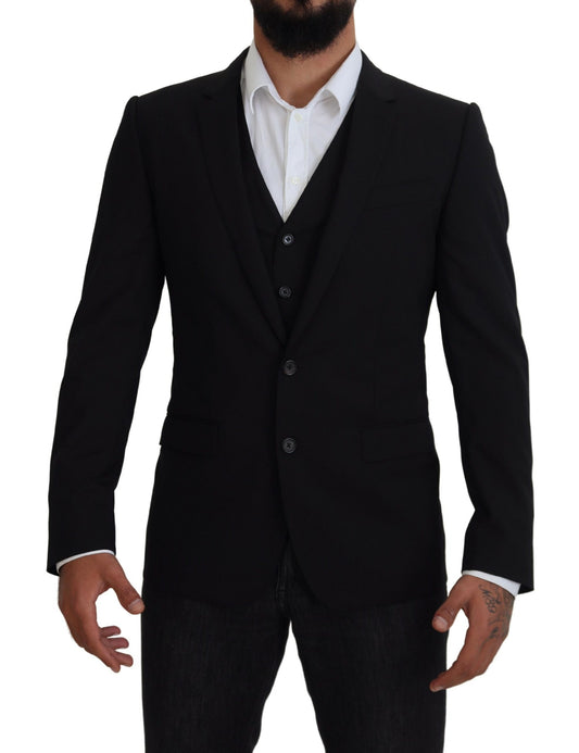 Dolce & Gabbana Black Jacket Vest 2 Piece MARTINI Blazer