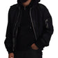 Dolce & Gabbana Black Hooded Full Zip Bomber Jacket