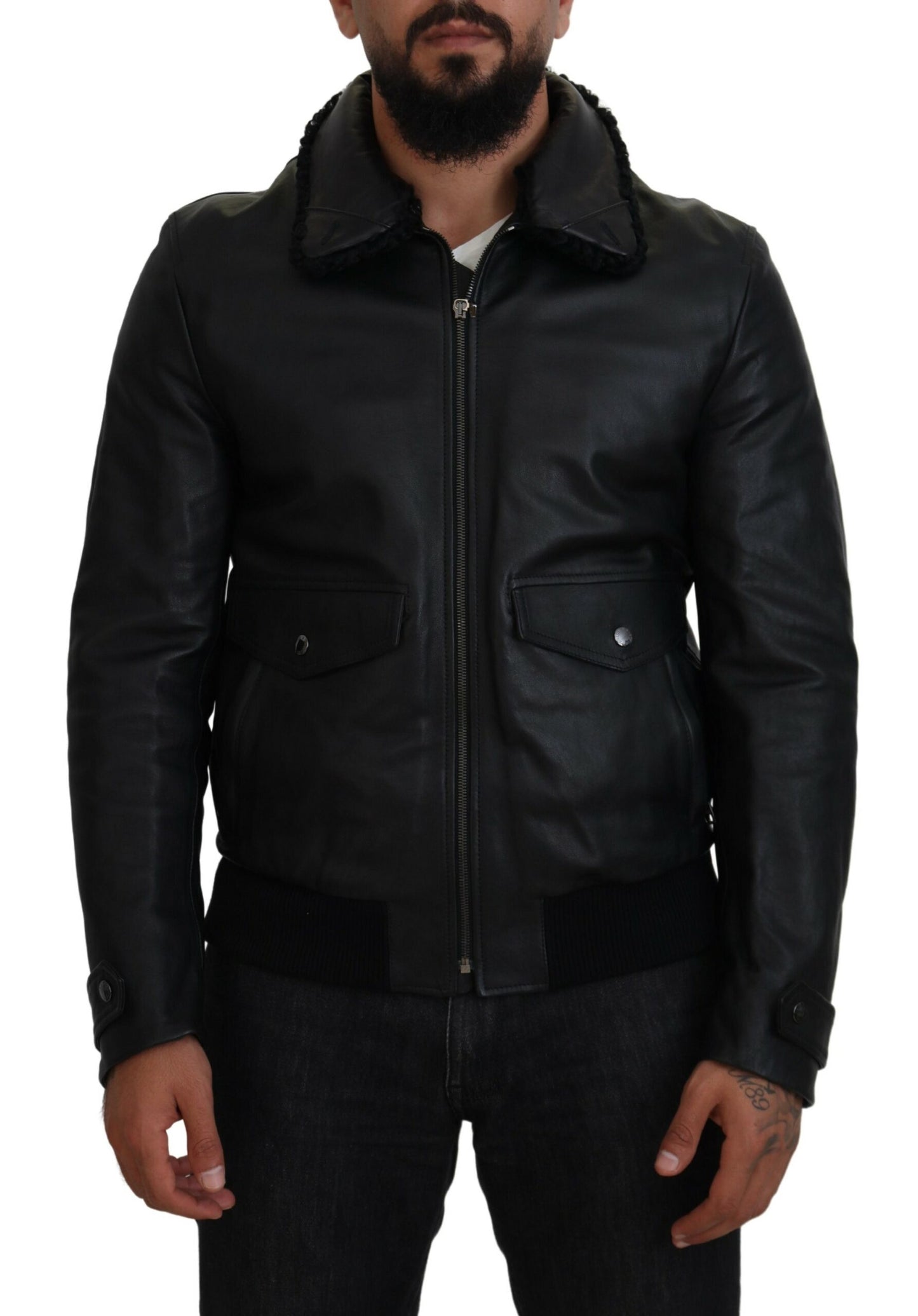 Dolce & Gabbana Chic Black Leather Jacket