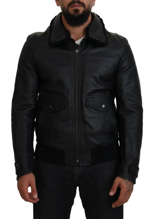 Dolce & Gabbana Chic Black Leather Jacket