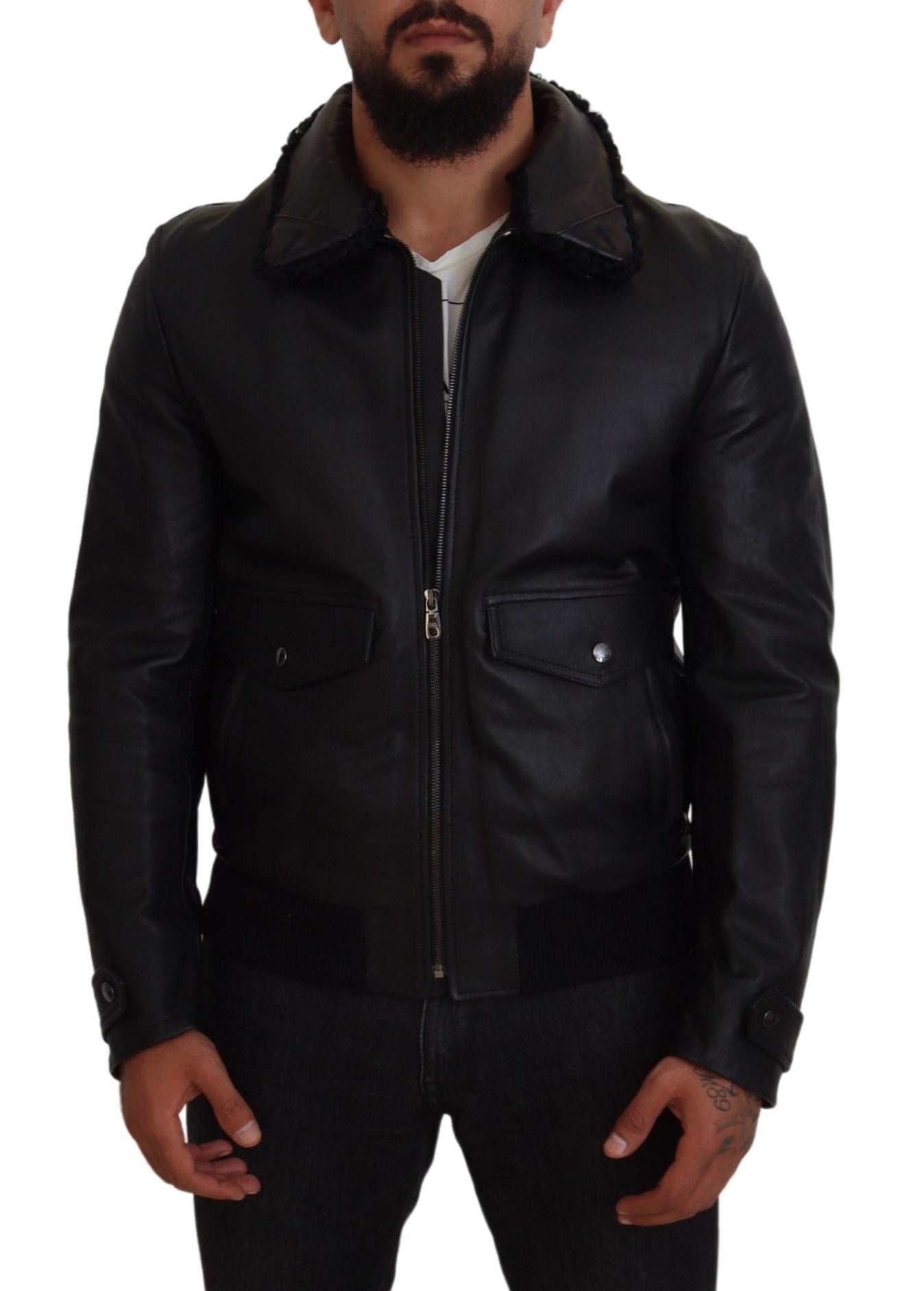 Dolce & Gabbana Chic Black Leather Jacket