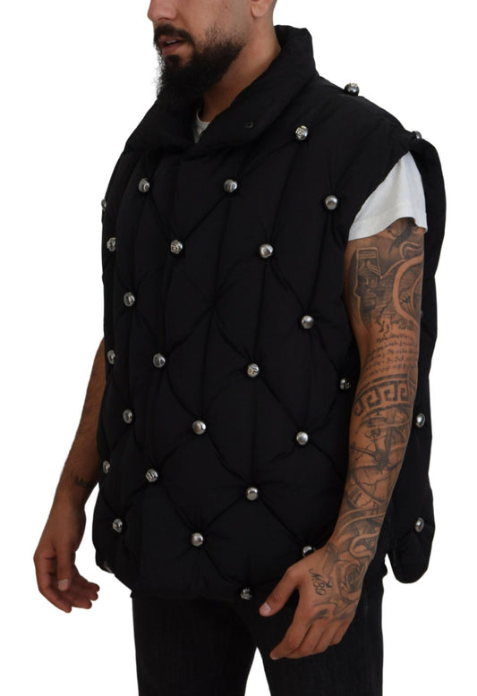 Dolce & Gabbana Black Sleeveless DG Metal Embellishment Jacket