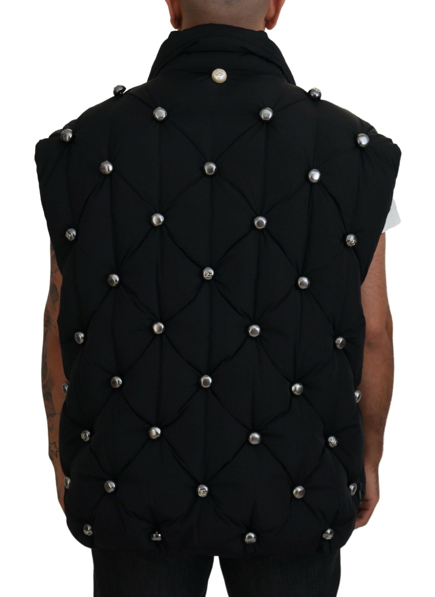 Dolce & Gabbana Black Sleeveless DG Metal Embellishment Jacket