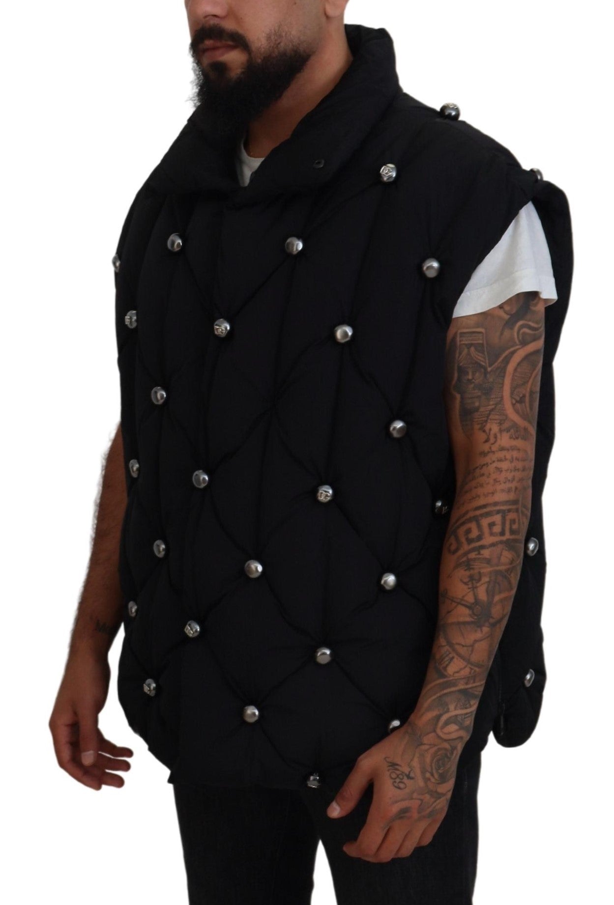 Dolce & Gabbana Black Sleeveless DG Metal Embellishment Jacket