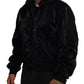 Dolce & Gabbana Black Hooded Full Zip Bomber Jacket