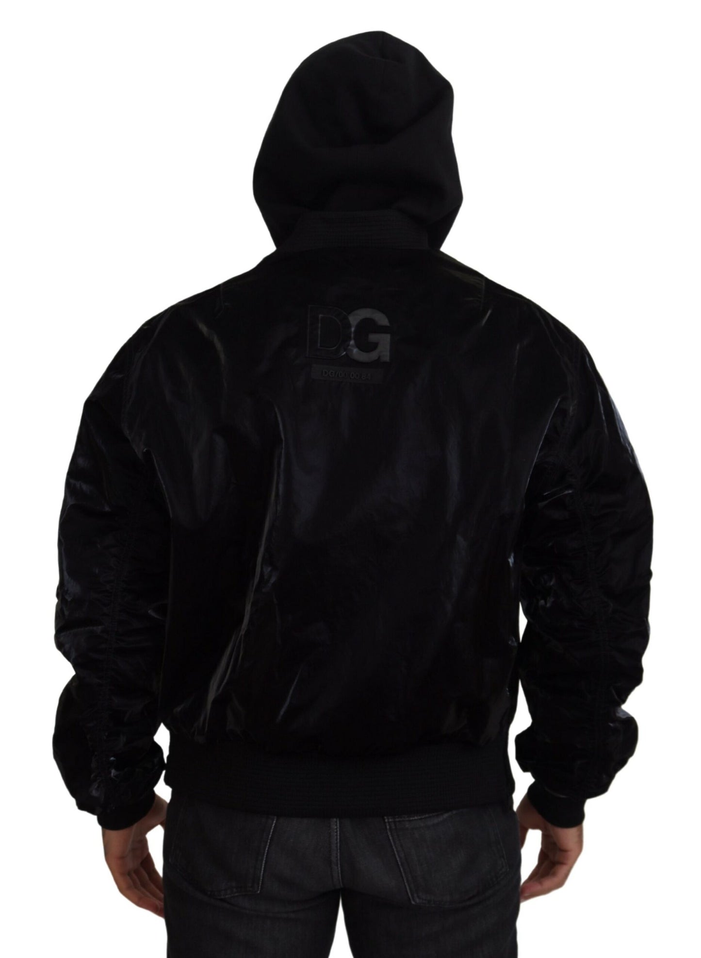 Dolce & Gabbana Black Hooded Full Zip Bomber Jacket