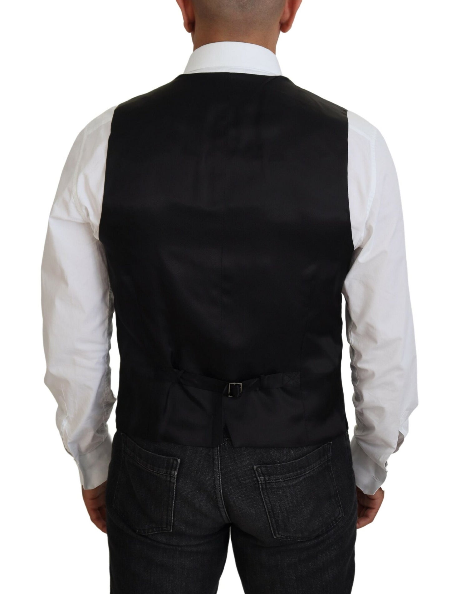 Dolce & Gabbana Black Virgin Wool Waistcoat Formal Vest