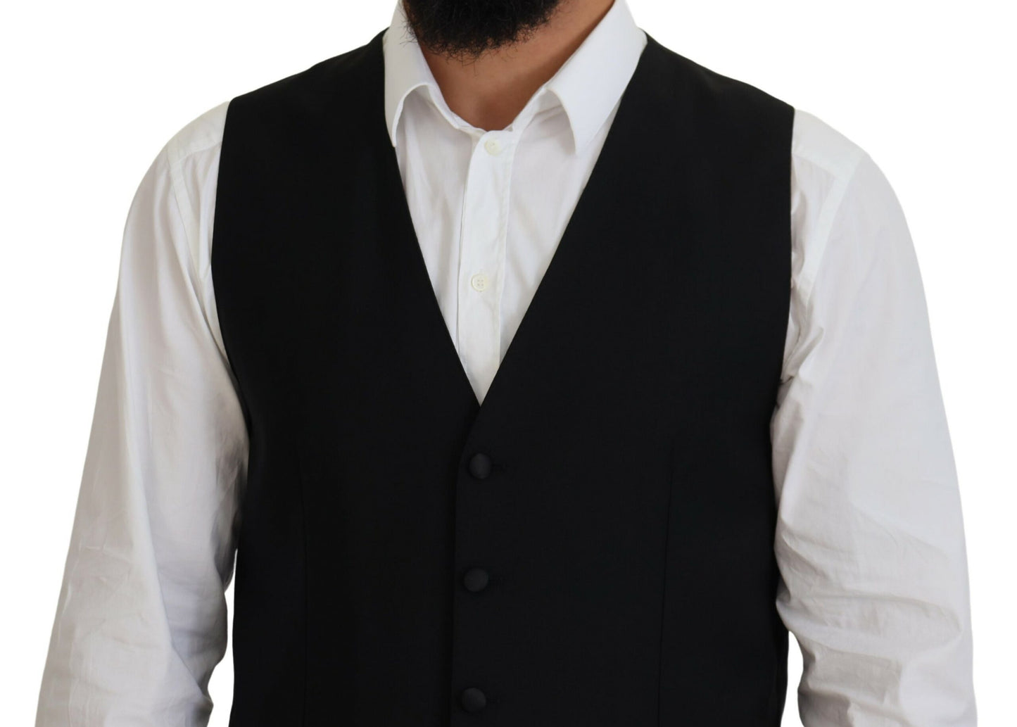 Dolce & Gabbana Black Virgin Wool Waistcoat Formal Vest