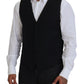 Dolce & Gabbana Black Virgin Wool Waistcoat Formal Vest