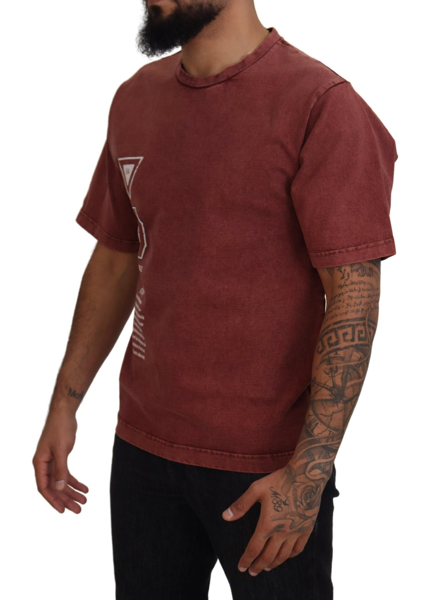 Dolce & Gabbana Maroon Print Round Neck Short Sleeves T-shirt