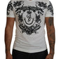 Dolce & Gabbana White DG Crown Floral Crewneck Men T-shirt