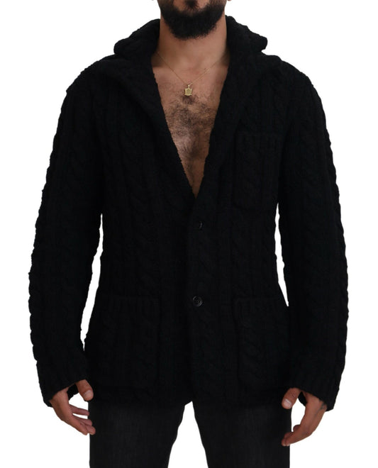 Dolce & Gabbana Black Wool Knit Button Cardigan Sweater